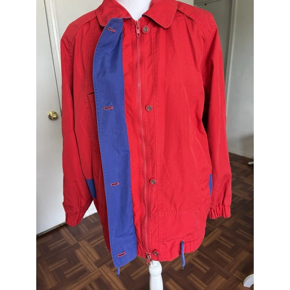 London Fog Men’s Vintage Red And Blue Windbreaker Jacket Size Small